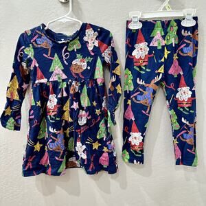 Tu Blue Christmas Long Sleeve Dress & Leggings Outfit